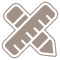 Crossed rulers forming an X shape icon.